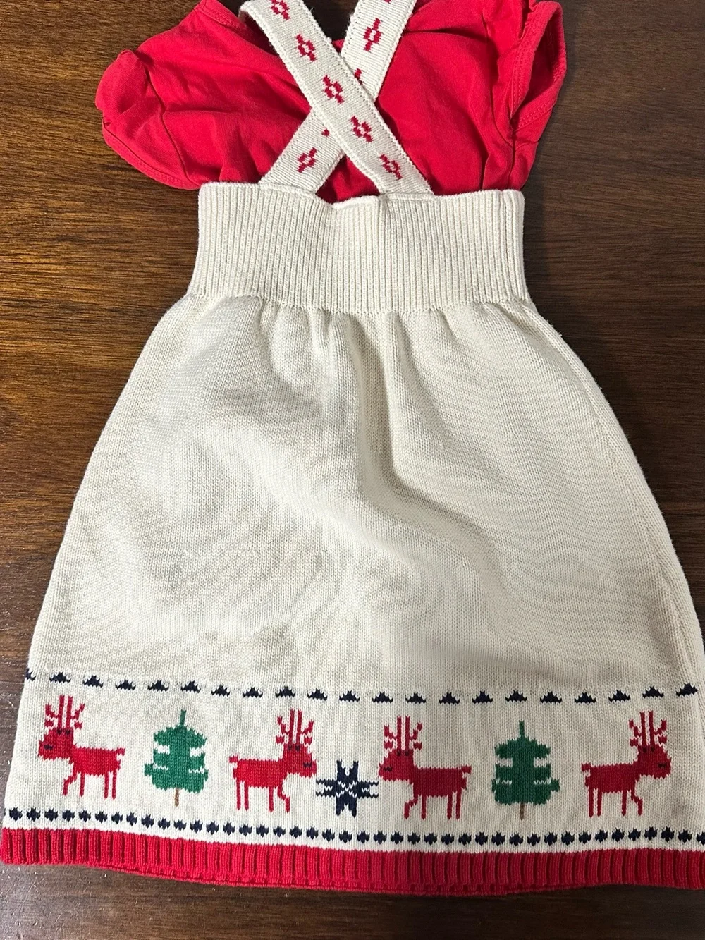 Hanna Andersson Cream Toddler Christmas Jumper Red and Navy Fair Isle Reindeer